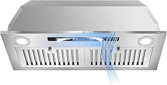 - Range Hood Insert 30 inch, Ducted/Ductless Range Hood with Gesture Sensing & Touch Control, Built-in Kitchen Hood 600CFM, 2 Pcs Stainless Steel Baffle Filters