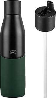 Pigeon by Stovekraft Luxe Thermos Stainless Steel Sipper Flask 500ml with Straw| 24 Hours Hot and Cold|Leak Proof|Easy to Open|Easy to use|Ideal Usage for Office Men/Women|School/College|Black&Green
