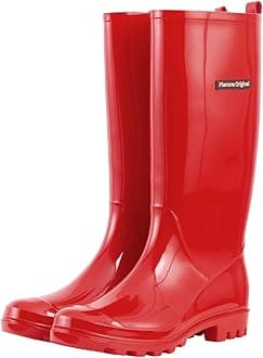 planone Tall Rain Boots Women Fashion Waterproof Boots for Women Light Outdoor Garden Shoes Muck Boots for Ladies Non Slip Work Shoes Rubber Boots with Premium Comfort Insole
