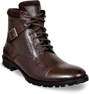 Allen Cooper Genuine Premium Leather Luxury Memory Foam High-Top Ankle Boots Shoes For Men(902|Brown|Size-6,7,8,9,10)