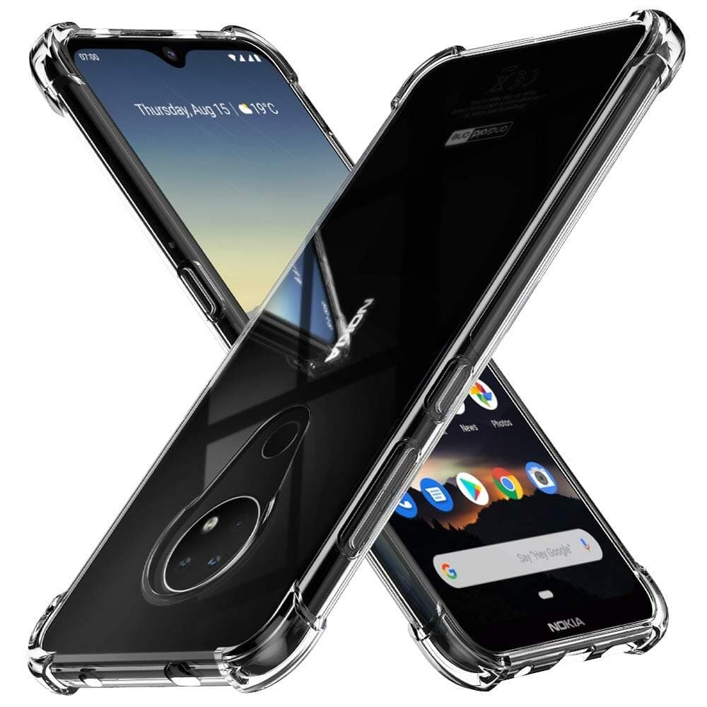 Peakally Nokia 6.2 / Nokia 7.2 Case, Soft TPU Transparent Protector Case Cover with Shock Absorption Bumper Corners for Nokia 6.2 / Nokia 7.2 - Transparent/Clear