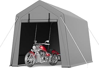 7 x 12 ft Portable Carport, Storage Shed with Heavy Duty Waterproof Tarp & 2 Roll-Up Zipper Doors, Ideal Tent for Motorcycles, Bikes, Garden Tools, and Firewood