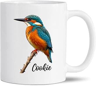 Lovely Kingfisher Bird Mug, Personalized Kingfisher White Coffee Cup With Name, Kingfishers Lover Mugs Gift, Custom Bird Themed Travel Ceramic Mug 11Oz 15Oz, Kingfishers Cup For Birds Lover Men Women