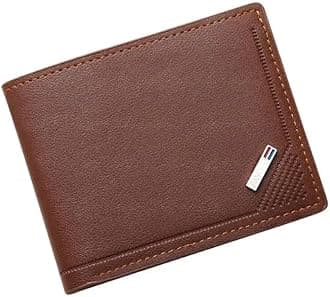 New Men's Wallet Short Wallet Thin Multi Card Purses Capacity Horizontal Business Soft Leather Clip (Brown)
