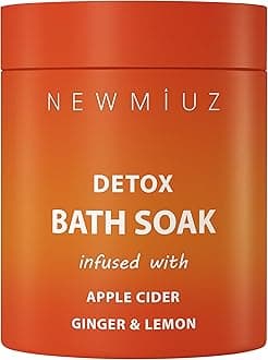 Luxury Bath Salts with Apple Cider Ginger Lemon Essential Oils for Healthy Skin Detox Foot Soak Body Care Muscle Recovery Aromatherapy Selfcare Gift