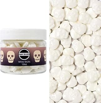 Mystic Sprinkles Halloween Candy Shape Sprinkles (White Skulls, 2oz Jars)