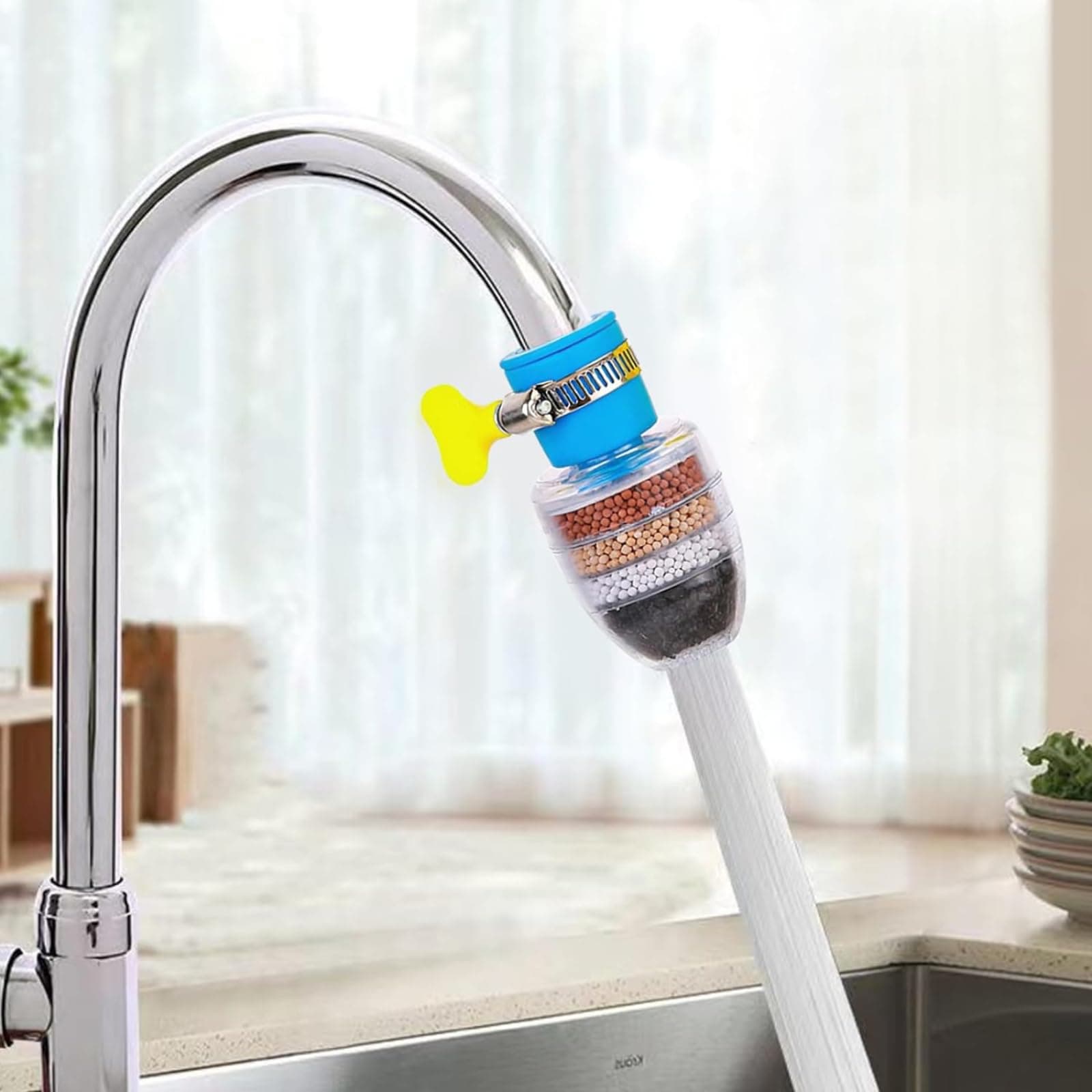 hard water filter tap filter for kitchen filter tap water filter for bathroom water softener water purifier for water purifier filte for drinking (6-Layer Filtration) pack 1