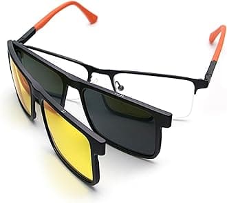 Magnetic Clip on Sunglasses for Men & Women Polarized UV Protection Retro Square Eyeglasses Fit Over Night Driving