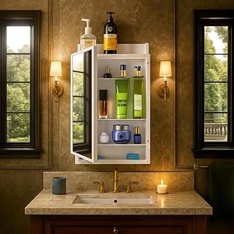 PARASNATH Rich Look Bathroom Mirror Cabinet White Colour and Ample Storage Capacity for Personal Care Items | Durable Plastic Build - 6 Year Manufacturer Warranty -Made in India