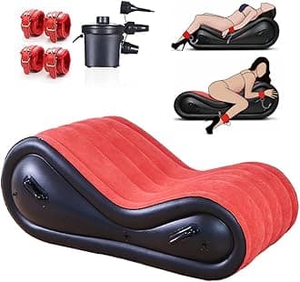 Inflatable Sex Sofa with Cuff Kit for BDSM and Bondage Play,Sex Game Furniture for Couple Deeper Position Support Adult Alternative Toys G-Point Love Pad Multifunctional PVC Pillow Air Cushion Chair