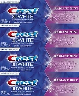 Crest 3D White Toothpaste Radiant Mint, 2.7 Oz (76g) - Pack of 4