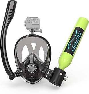 Mini Scuba Tank with Sub-Mask, 0.5L Diving Tank with Full-face Mask Underwater Breath System Lung Tank DOT Certified Pony Bottle for Snorkeling