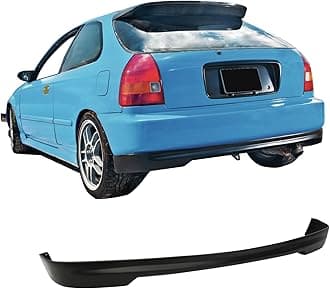 Rear Bumper Lip Compatible with 1996-2000 Honda Civic Hatchback, T-R Style PU - Polyurethane Unpainted Black Rear Lip Spoiler Splitter Body Kit by IKON MOTORSPORTS, 1997 1998 1999