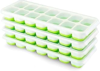 Ice Cube Tray, Pack of 4 Silicone Ice Cube Trays with Lid, Space-Saving and Stackable, LFGB Certified and BPA-Free Square Ice Cube Trays Easy to Remove - Small size