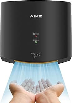 AIKE Air Wiper Compact Hand Dryer 110V 1400W Black (with 2 Pin Plug) Model AK2630S