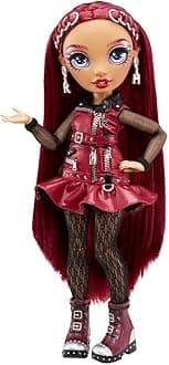 Rainbow High Mila Berrymore Fashion Doll S4, Burgundy Outfit, Extra Clothes, Accessories, Long Hair, Comb, Doll Stand, Fully Poseable, Diverse Skin Tone, Collector Toy for Kids Girls Ages 6+