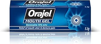 Orajel Mouth Gel, Denture and Ulcer Relief, Fast Acting Oral Care Treatment, Benzocaine 10%, 5.3g