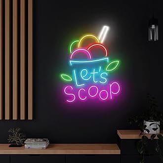 Let's Scoop Neon Sign 22 inches Led Gelato Ice Cream Decors Light Up Signs Wall Decor for Home Bedroom Shop Club Coffee Shop Decorations