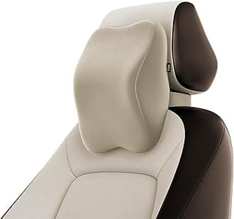 Frido Ultimate Car Neck Rest Pillow| Ultrasoft Pillow for Comfortable Rides | Superior Neck Support Cushion | Relieves Neck Pain | Hi-Per Foam Head Rest Pillow with Washable Velvet Cover | Beige