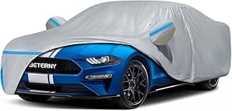 Car Cover for 1994-2025 Ford Mustang, Waterproof Custom-fit All Weather Sun Rain UV Dust Snow Protection Outdoor Mustang Full Car Cover with Door Zipper and Cotton Lining-Grey