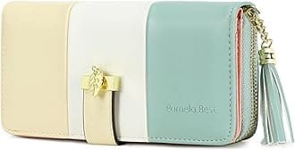 RFID Wallets for Women with Multiple Card Slots and Cellphone Compartment, Womens Wallet (cream yellow/white/green sand)