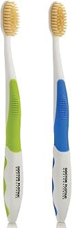 Soft Flossing Manual Toothbrush for Adults, 2 Pack, Ultra Clean, Good for Sensitive Teeth and Gums, By Dr. Plotka's, Colors May Vary