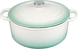 Enameled Cast Iron Dutch Oven Pot with Lid, 5.5 Quart, Round Dutch Ovens Dual Handle for Bread Baking, Bread Oven, White-Green