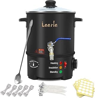 Leerie - 5 Quart/10lb Wax Melter for Candle Making, L5 Wax Melting Pot with Brass Heating Core and Temperature Control for Candle Making in Home, Business,