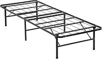 FDW Twin Bed Mattress Foundation Box Spring Replacement Heavy Duty Steel Slat Easy Assembly Noise-Free Twin Bed Frame Metal Platform Bed Frame，Black