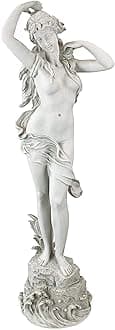 Design Toscano Spring Awakening Classic Woman Garden Statue, 102 cm, Polyresin, Antique Stone, White