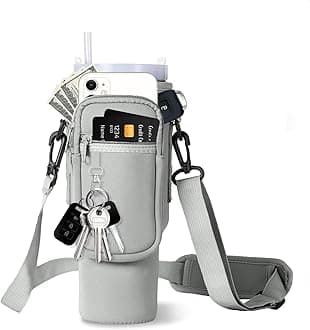 Water Bottle Holder with Strap for Stanley Cup Accessories 40 oz Water Bottle Carrier Bag with 2 Pocket Sling Neoprene,Adjustable Strap& Straw Cover.Water Bottle Sleeve for Walking Hiking Camping Gym