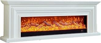 Electirc fireplace (250cm) LED with heater 1500w, wood frame Fireplace with remote control, touch buttons, adjustable flame, beautifull TV table, home decorations (black)