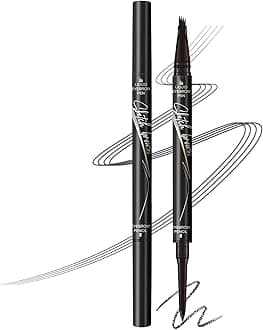 Music Flower Dual-ended Eyebrow Pencil - Ultra-fine Pencil and Four-tip Liquid Brow Pen for Quick and Precise Brow Definition, Eye Makeup Gifts for Women, Black