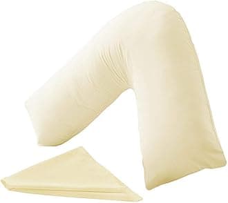 HOMES-LINEN V Pillow Orthopaedic V Shaped Pillow Extra Cushioning Support For Head Neck & Back Includes Complimentary FREE Cream V Pillow Case (Cream, V-Pillow With Cover)