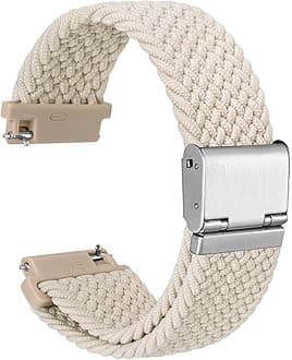 WOCCI 22mm Braided Nylon Watch Band for Men and Women, Quick Release, Silver Stainless Steel Buckle (Starlight)