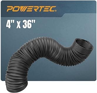 POWERTEC 4'' x 36" Dust Collection Hose, Flexible 4 Inch Dust Collector Hose for Table Saw, Drill Press, Woodworking and Wood Shop Dust Collection System (70128V)