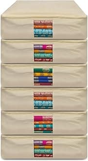 JD Fresh 6 Peices Cotton Big size lehenga/Grown/Ghagara bags/Cloth storage box/Storage box for clothes/Saree organisers storage for wardrobe/Garment bags for storage clothing - 6 PCs