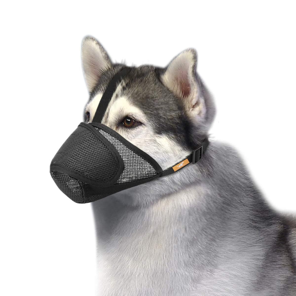 Dog Muzzle Mesh with Overhead Strap, No Lick Dog Mask Mouth Guard Muzzle for Dogs Prevent Biting Chewing (L)