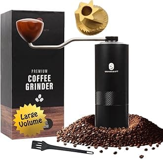 Premium Manual Coffee Grinder with Stainless Steel and Titanium Burr grinder for coffee beans, espresso, french press and moka pots by GRINDCRAFT; Large 40g capacity
