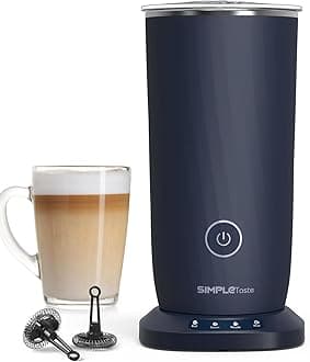 SIMPLETASTE Milk Frother, 4-in-1 Electric Milk Frother and Steamer, Automatic Warm and Cold Foam Maker and Milk Warmer for Latte, Cappuccinos, Macchiato, Dark Blue
