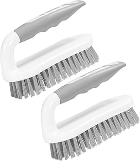 SetSail Scrub Brush, Heavy-Duty Scrub Brushes for Cleaning with Stiff Bristles Cleaning Brush for Shower, Bathroom, Carpet, Kitchen and Bathtub Scrubber - 2 Pack Grey