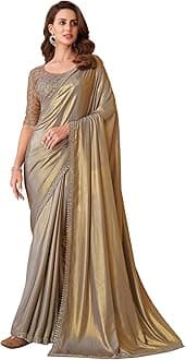 SIRILWomen's Self Woven, Lace Georgette Saree with Unstitched Blouse