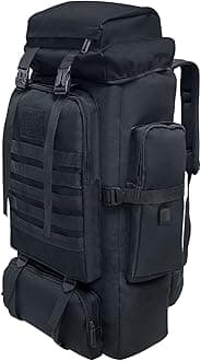 80L Hiking Backpack Camping Rucksack, 80 liters Large Capacity Outdoor Knapsack Travel Climbing Mountaineering Carry On Backpack Bag, Trekking Backpacking for Men Women, Black