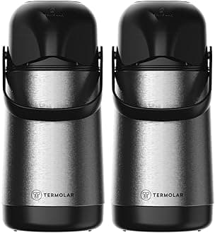 TERMOLAR LUMINA PUMP GLASS VACCUM FLASK AIRPOT, Heavy Duty and, Easy to pour and easy to clean Spout, Thermal Insulation, For Indoor and Outdoor Use SILVER 500ML (Pack of 2)