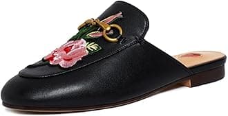 Vertundy Women's Mules Low Heel Flats Leather Slip On Backless Sandals for Girls Lady Work Slides