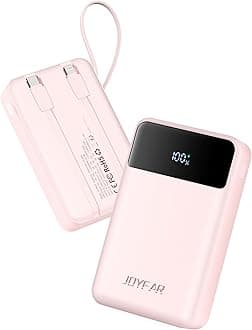 JOYFAR Portable-Charger-Power-Bank Travel Essentials Battery Pack USB C 30000mAh Built in Cable 22.5W Phone Fast Charging Powerbank Compatible with iPhone 16 15 14 13 12 11 iPad Google Xiaomi (Pink)