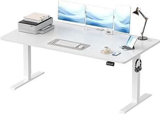 Devoko Electric Standing Desk 180x80 cm, Height Adjustable Ergonomic Stand up with 2 Memory Preset, White