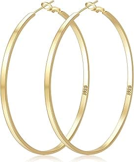 Sterling Silver Hoop Earrings Large Silver Hoop Earrings for Women Lightweight Big Hoops Earring Hypoallergenic Thin Hoops Earring for Women 30/40/50/60/65/70MM