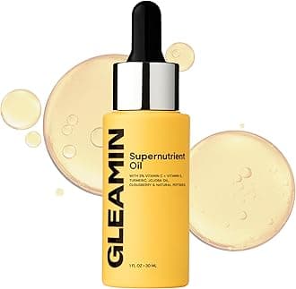 Gleamin Supernutrient Facial Oil - 3% Vitamin C with Jojoba Oil, Cloudberry & Turmeric for Hydration, Firm Look & Even Tone - Lightweight, Fragrance-Free, Skin Care for Women and Men - 1 Fl Oz