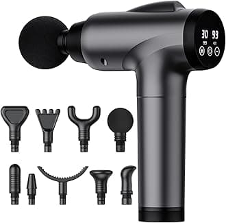 - Massage Gun Deep Tissue, Handheld Electric Muscle Massager, High Intensity Percussion Massage Device for Pain Relief with 9 Attachments & 30 Speed(Grey)